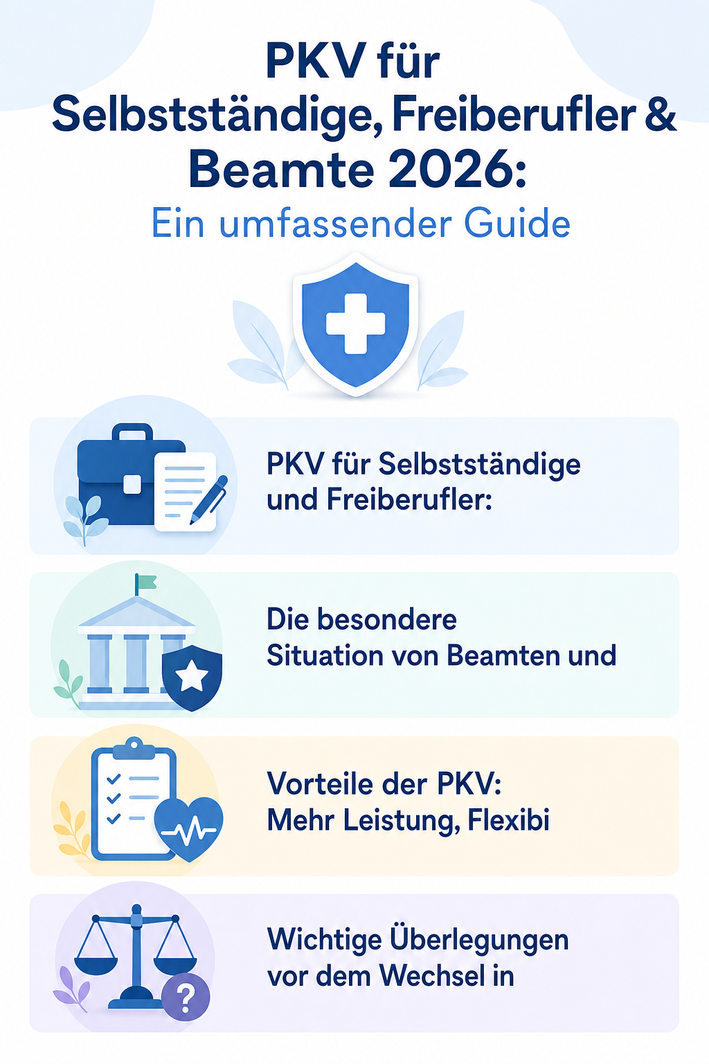 Infografik: PKV für Selbstständige, Freiberufler & Beamte 2026: Ein umfassender Guide