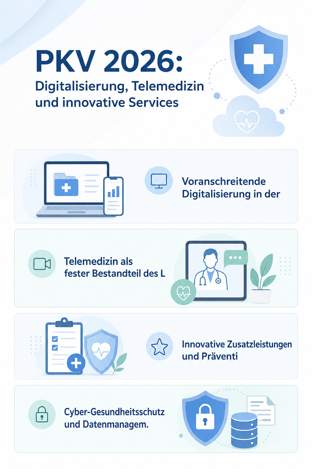 Infografik: PKV 2026: Digitalisierung, Telemedizin und innovative Services
