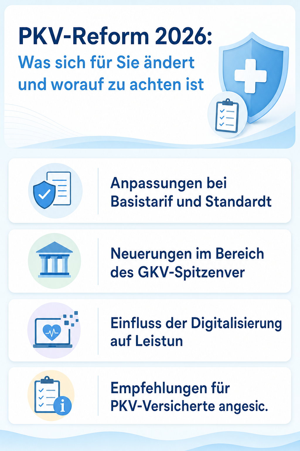 Infografik: PKV-Reform 2026: Was sich für Sie ändert und worauf zu achten ist