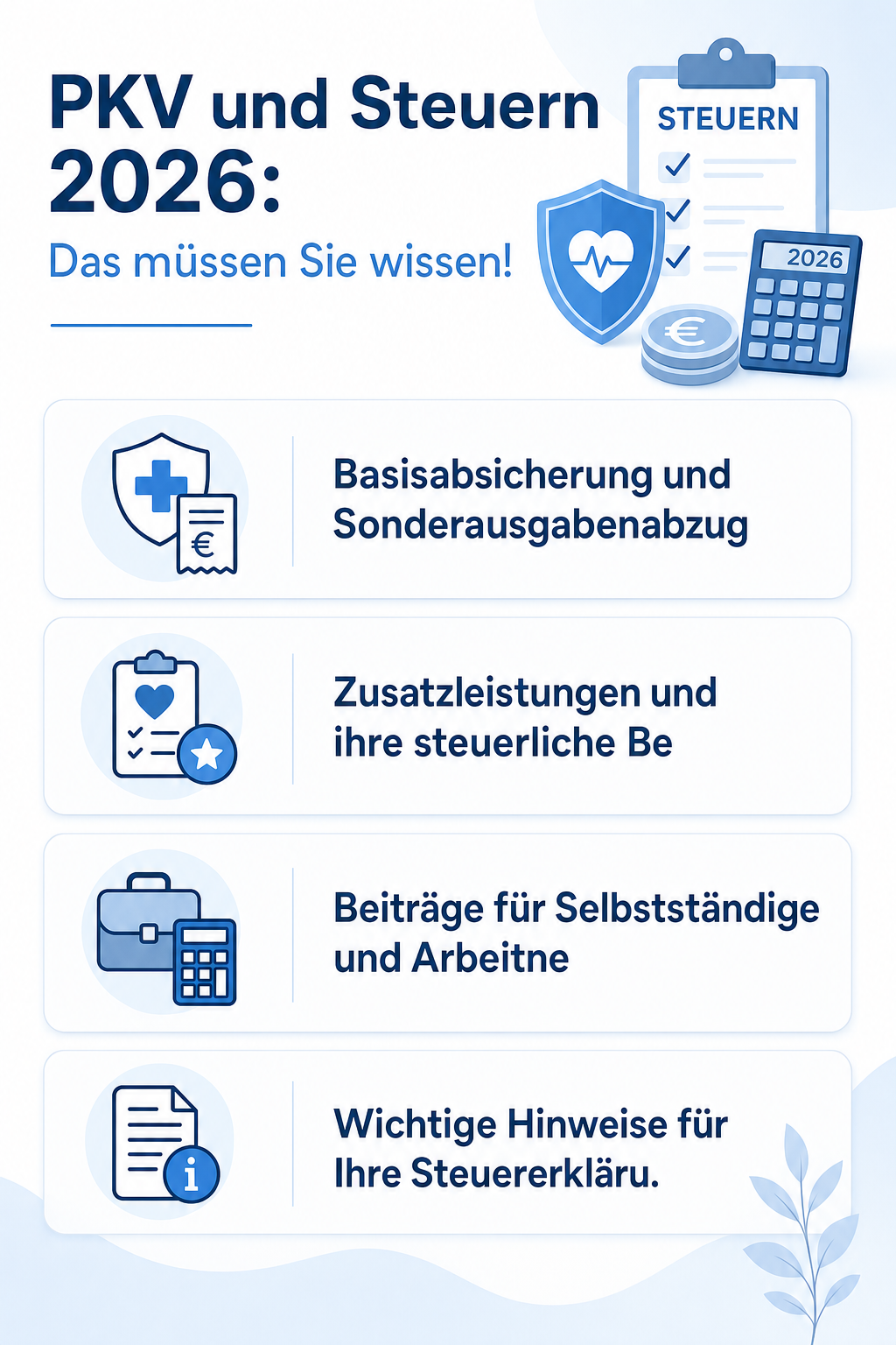 Infografik: PKV und Steuern 2026: Das müssen Sie wissen!