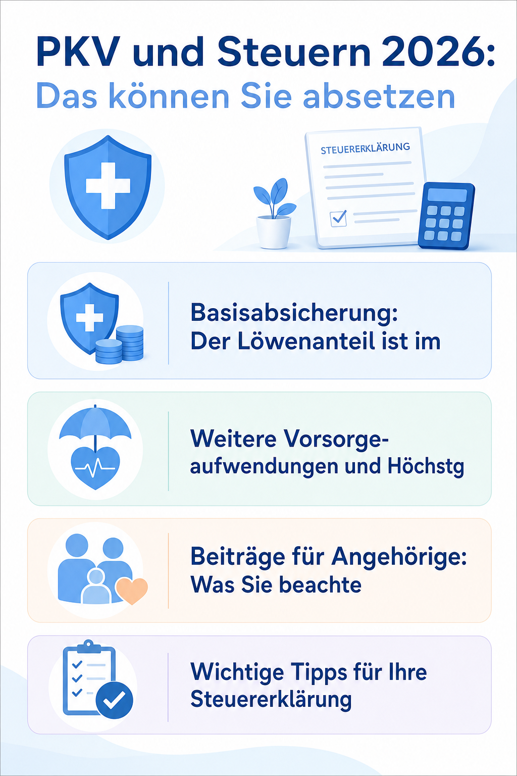 Infografik: PKV und Steuern 2026: Das können Sie absetzen