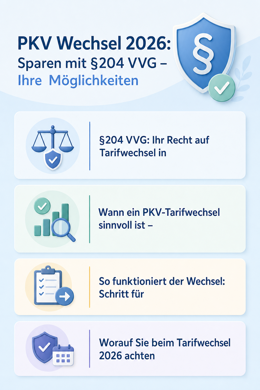 Infografik: PKV Wechsel 2026: Sparen mit §204 VVG – Ihre Möglichkeiten