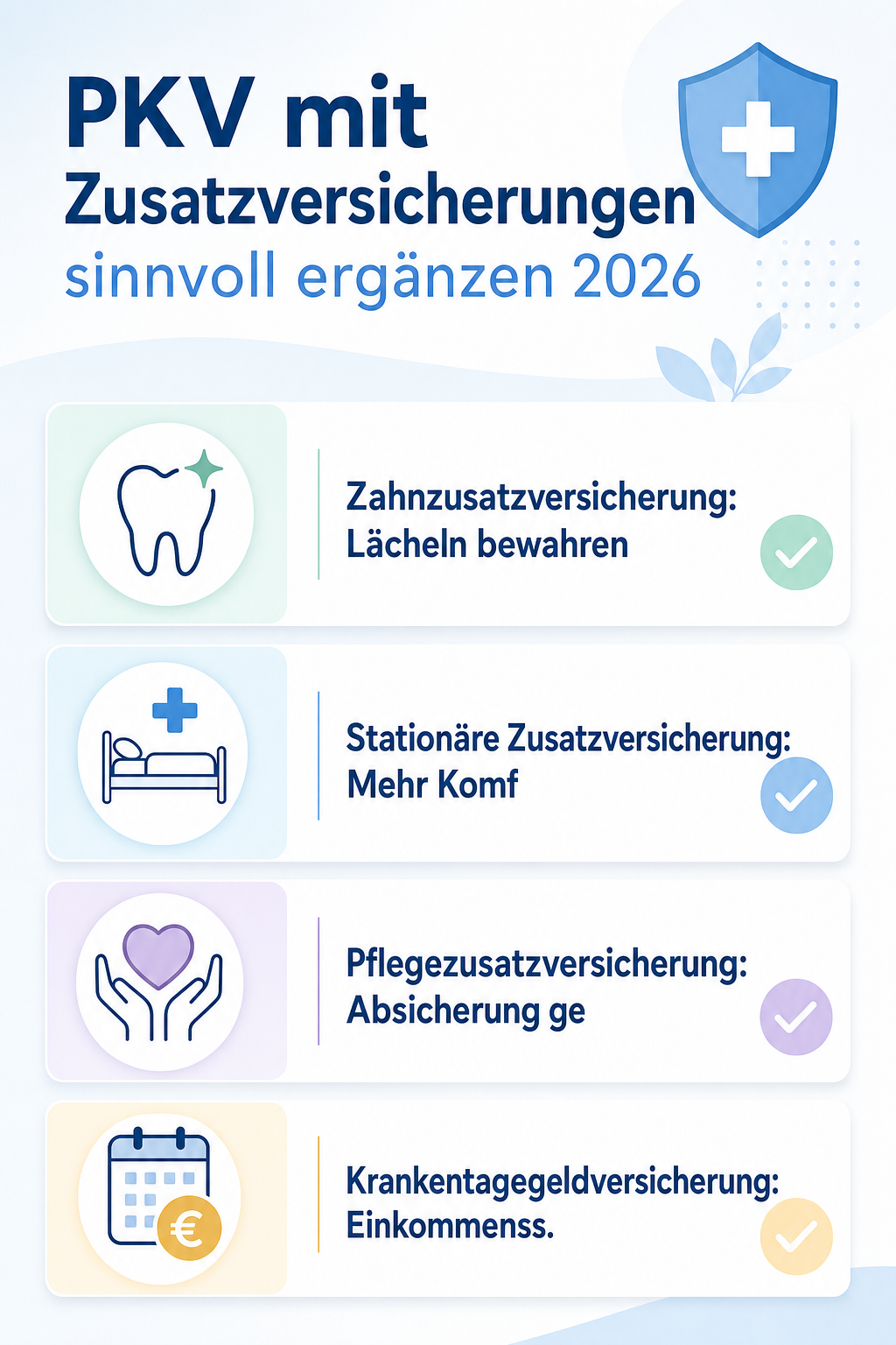 Infografik: PKV mit Zusatzversicherungen sinnvoll ergänzen 2026
