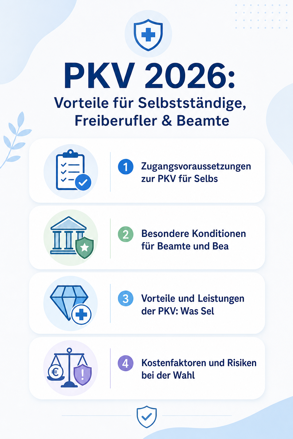 Infografik: PKV 2026: Vorteile für Selbstständige, Freiberufler & Beamte