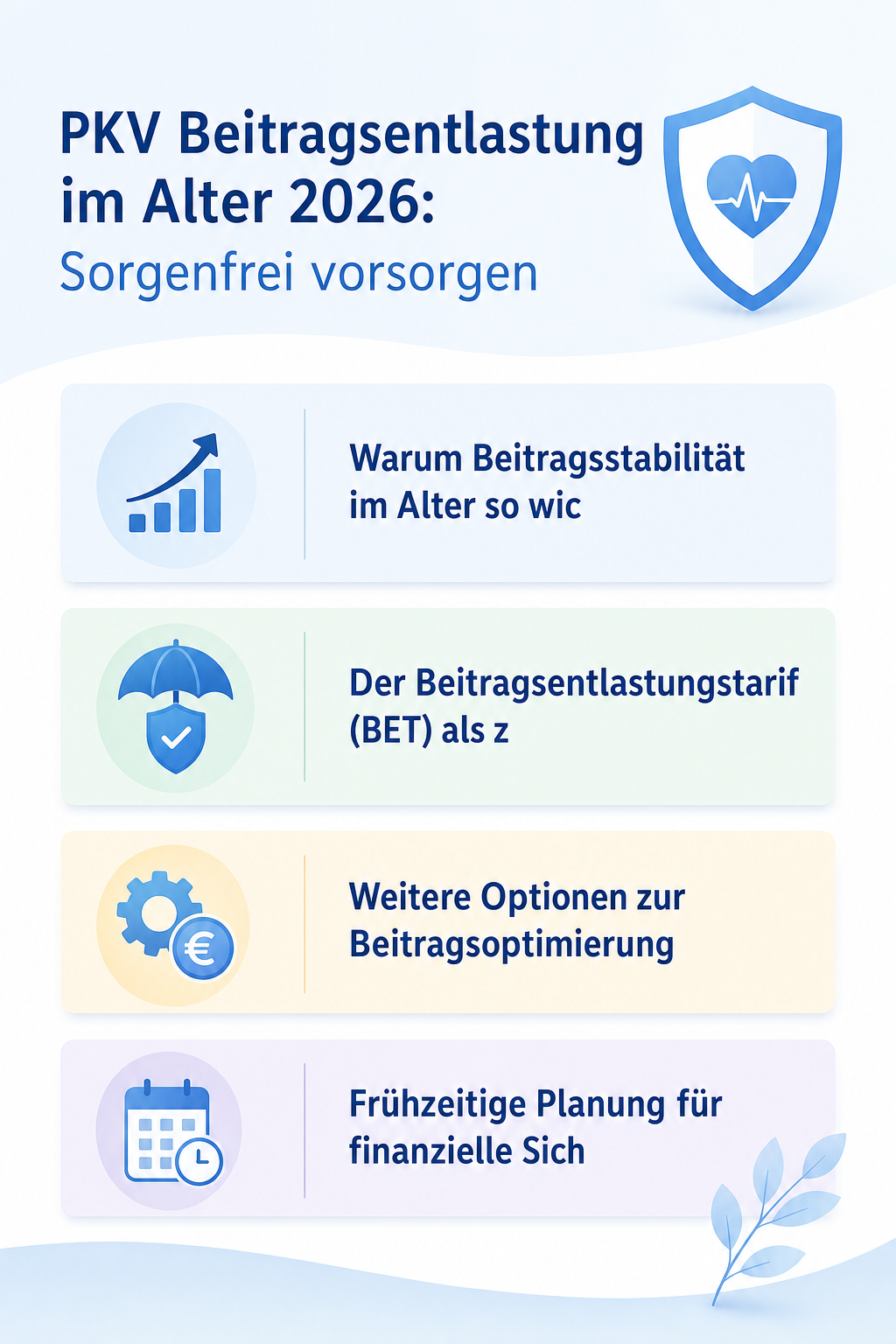 Infografik: PKV Beitragsentlastung im Alter 2026: Sorgenfrei vorsorgen