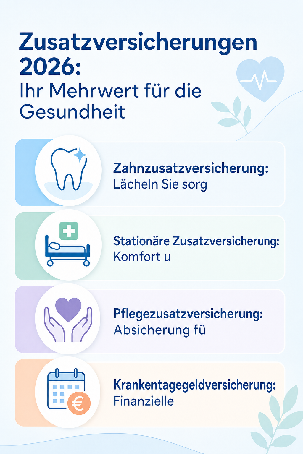 Infografik: Zusatzversicherungen 2026: Ihr Mehrwert für die Gesundheit