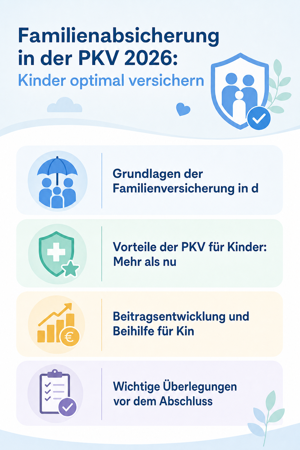 Infografik: Familienabsicherung in der PKV 2026: Kinder optimal versichern