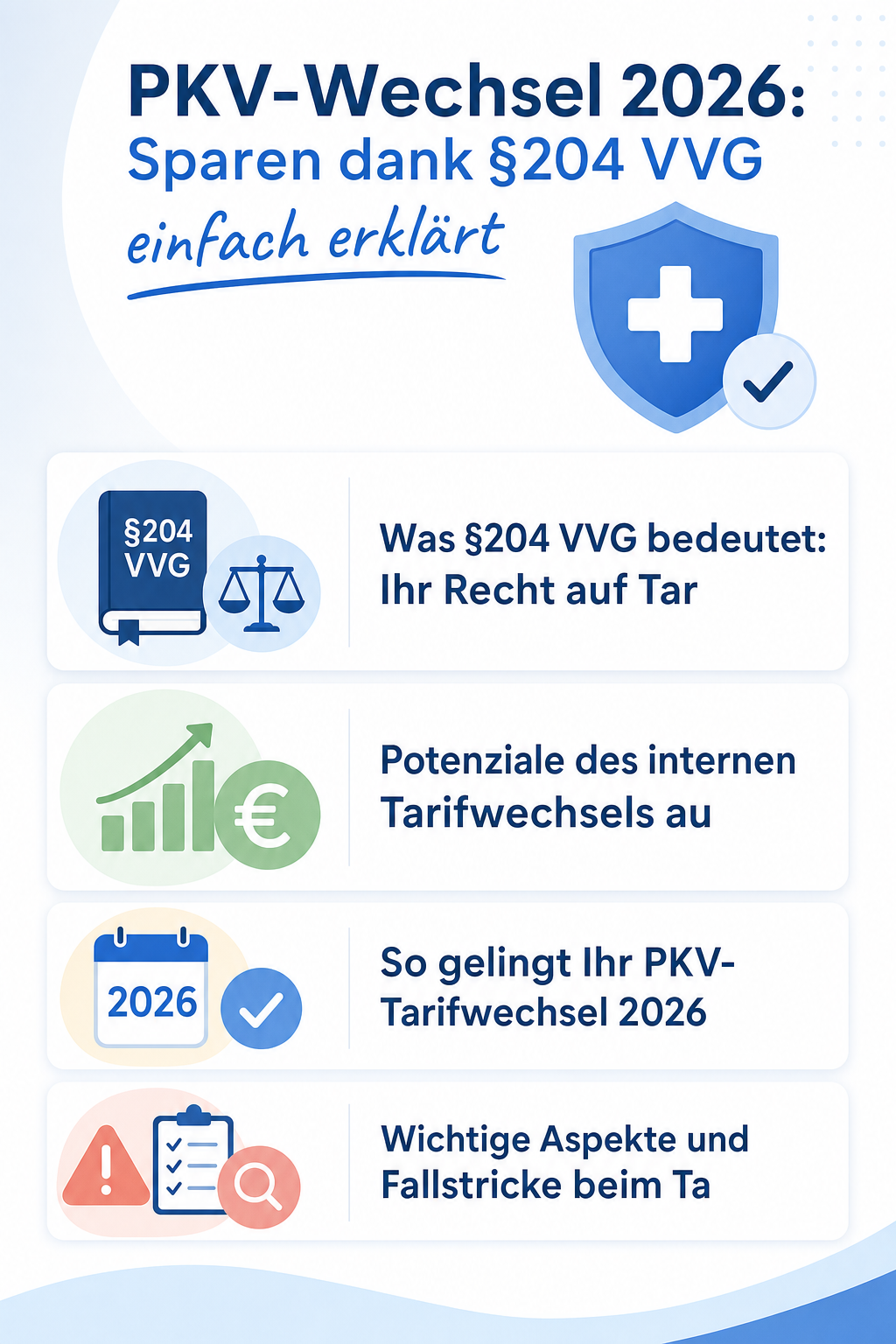 Infografik: PKV-Wechsel 2026: Sparen dank §204 VVG einfach erklärt