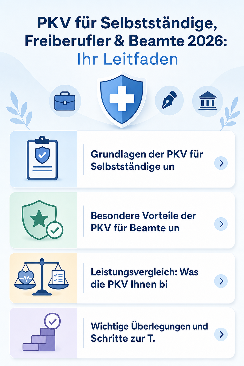 Infografik: PKV für Selbstständige, Freiberufler & Beamte 2026: Ihr Leitfaden