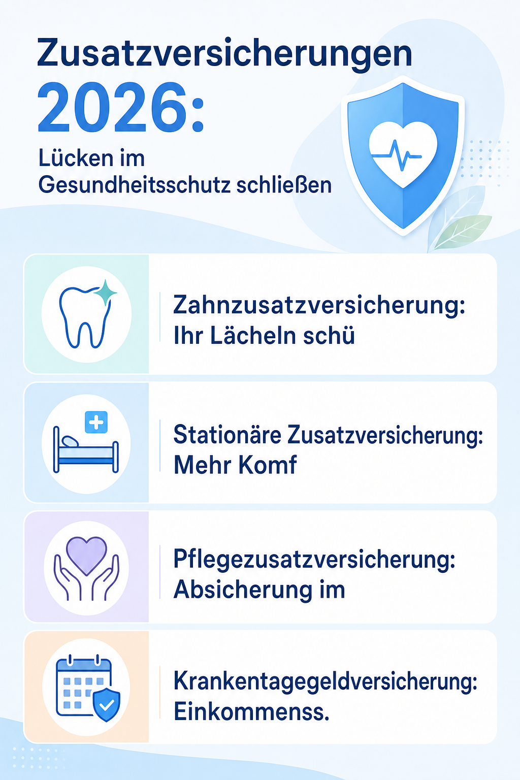 Infografik: Zusatzversicherungen 2026: Lücken im Gesundheitsschutz schließen