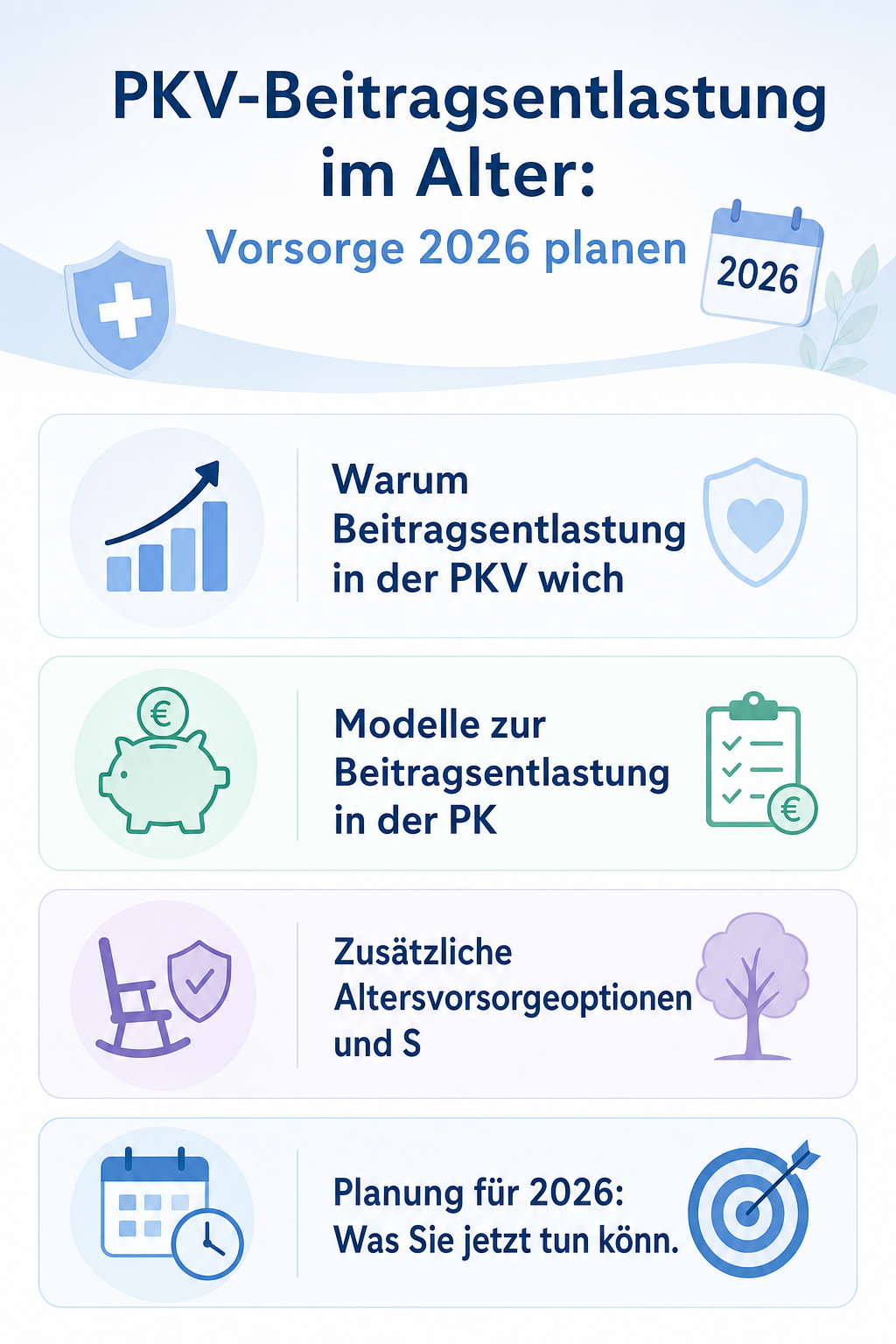 Infografik: PKV-Beitragsentlastung im Alter: Vorsorge 2026 planen
