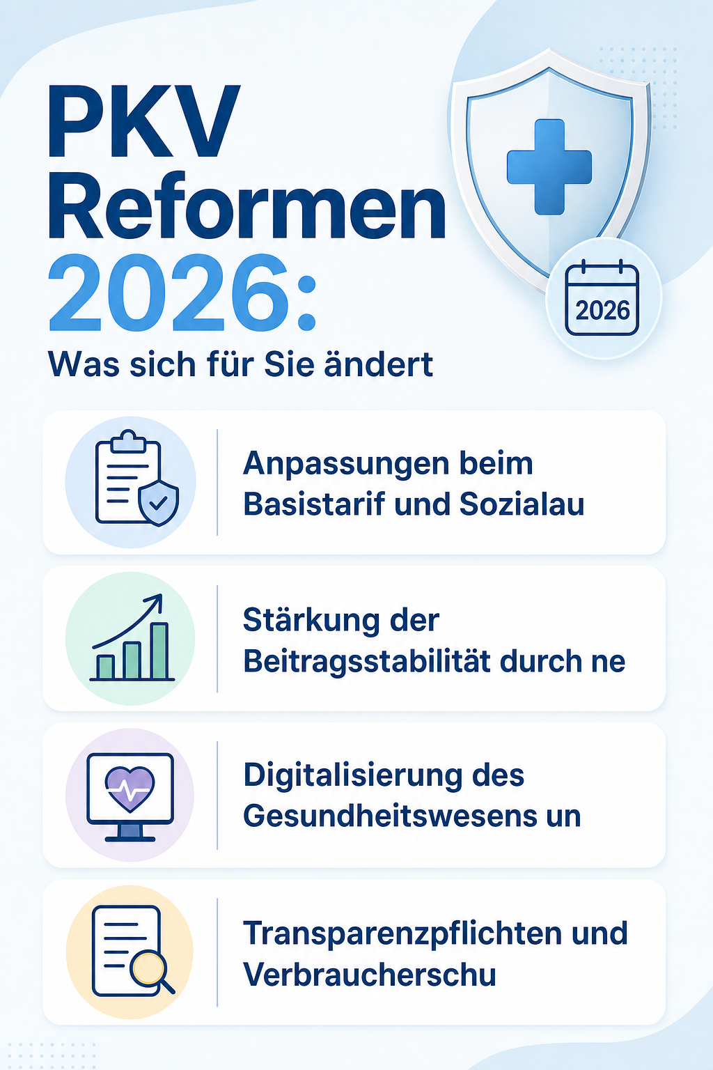 Infografik: PKV Reformen 2026: Was sich für Sie ändert