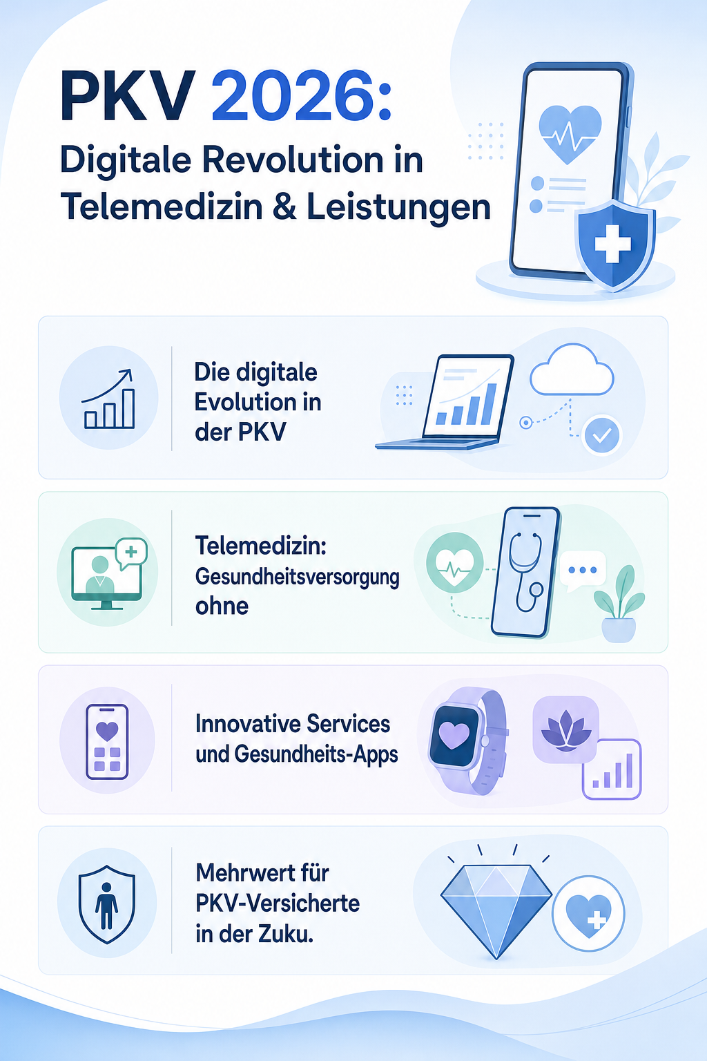 Infografik: PKV 2026: Digitale Revolution in Telemedizin & Leistungen