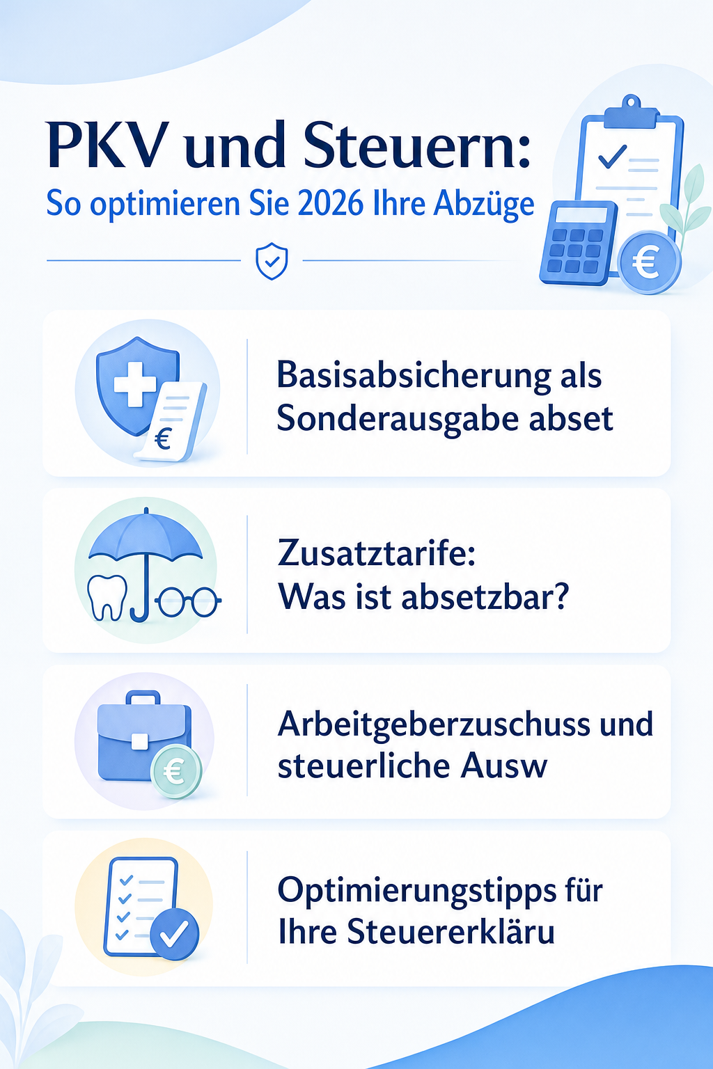 Infografik: PKV und Steuern: So optimieren Sie 2026 Ihre Abzüge