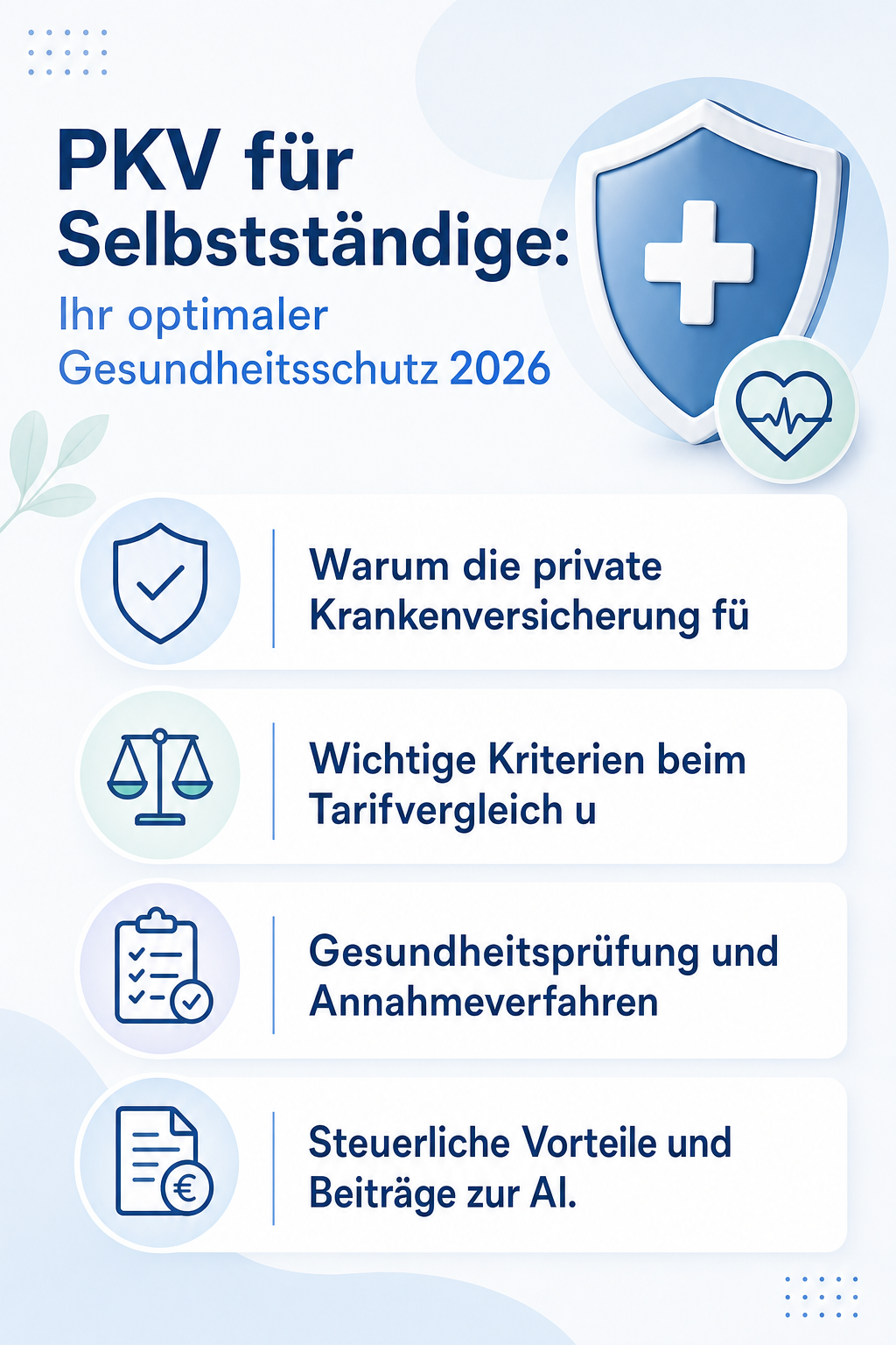 Infografik: PKV für Selbstständige: Ihr optimaler Gesundheitsschutz 2026