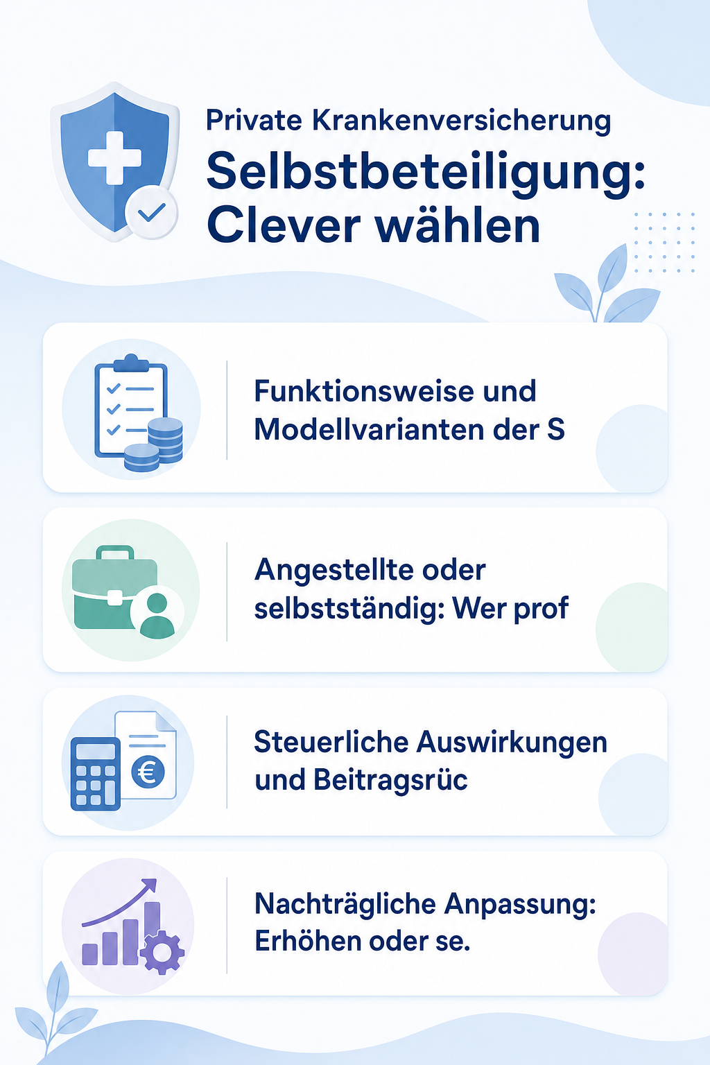 Infografik: Private Krankenversicherung Selbstbeteiligung: Clever wählen