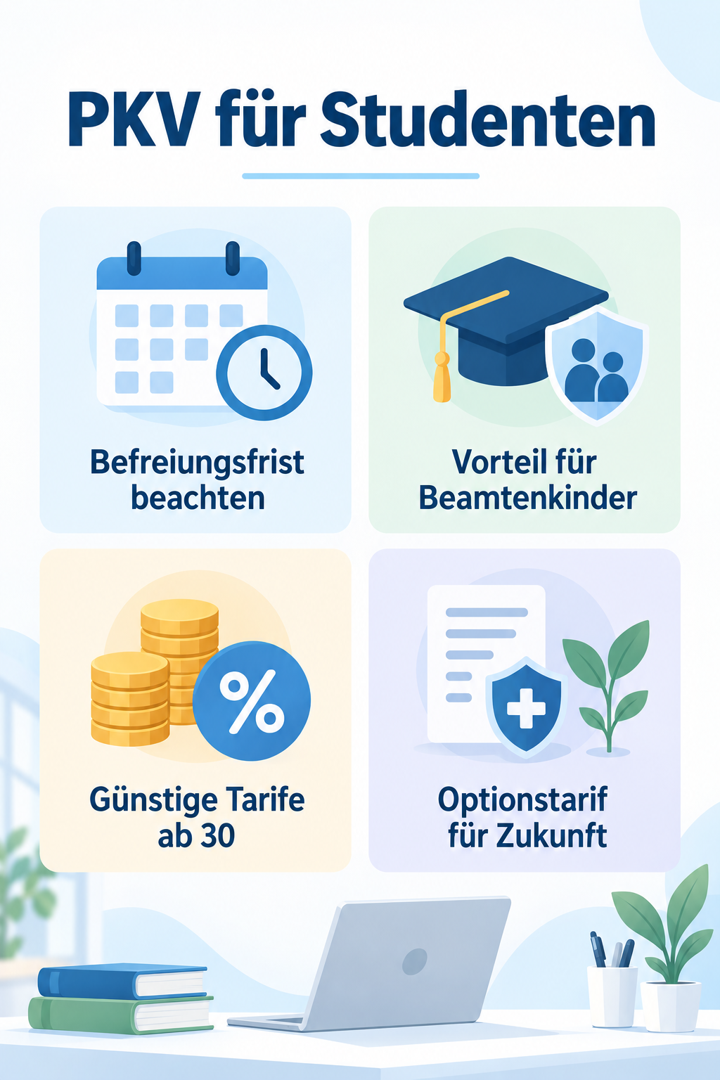 Infografik: PKV für Studenten: Kosten, Befreiung & clevere Tarife
