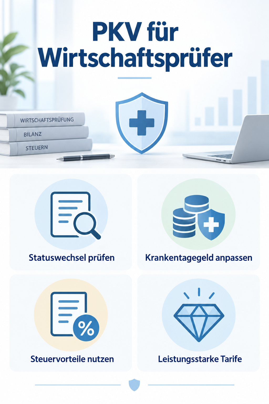 Infografik: PKV für Wirtschaftsprüfer: Tarifwahl, Kanzlei und Versorgung