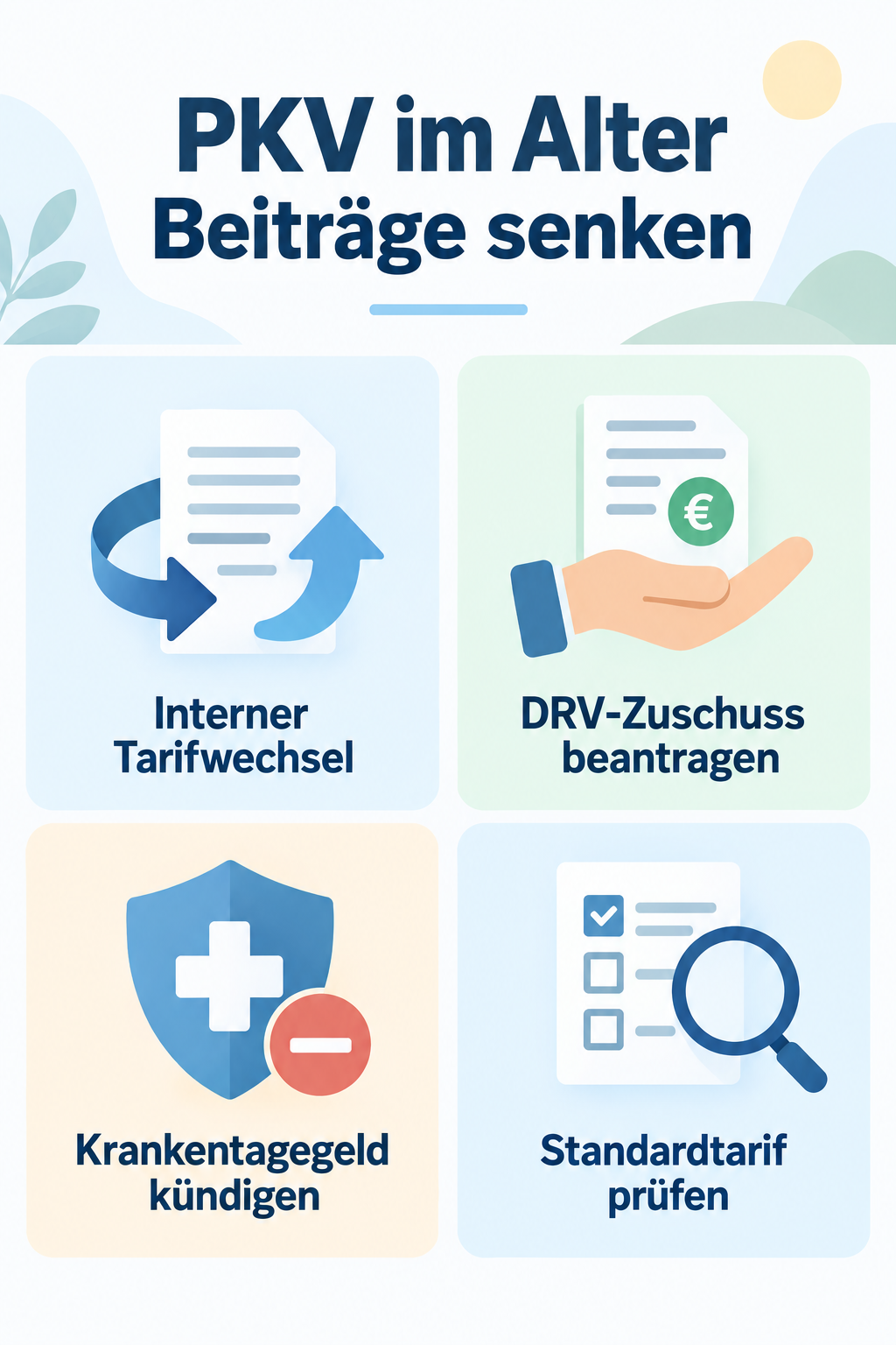 Infografik: PKV im Alter Beiträge senken: Clevere Wege für Rentner