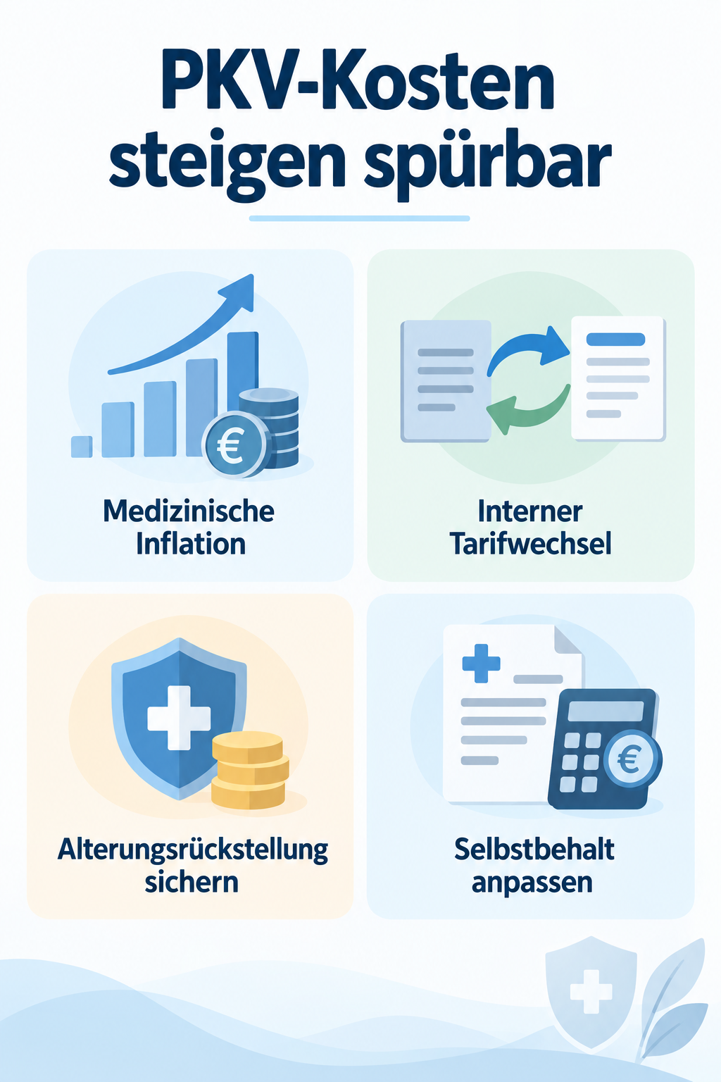 Infografik: PKV-Kosten steigen spürbar: Ursachen und Handlungsoptionen
