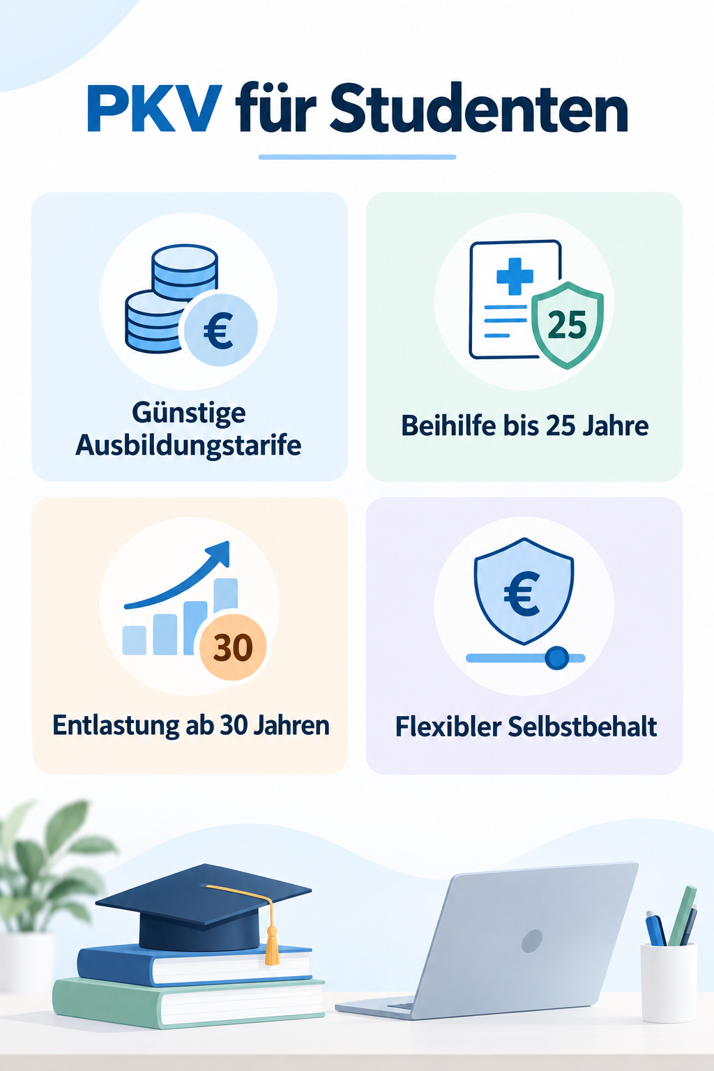 Infografik: PKV für Studenten: Kosten, Tarife und Befreiung im Fokus