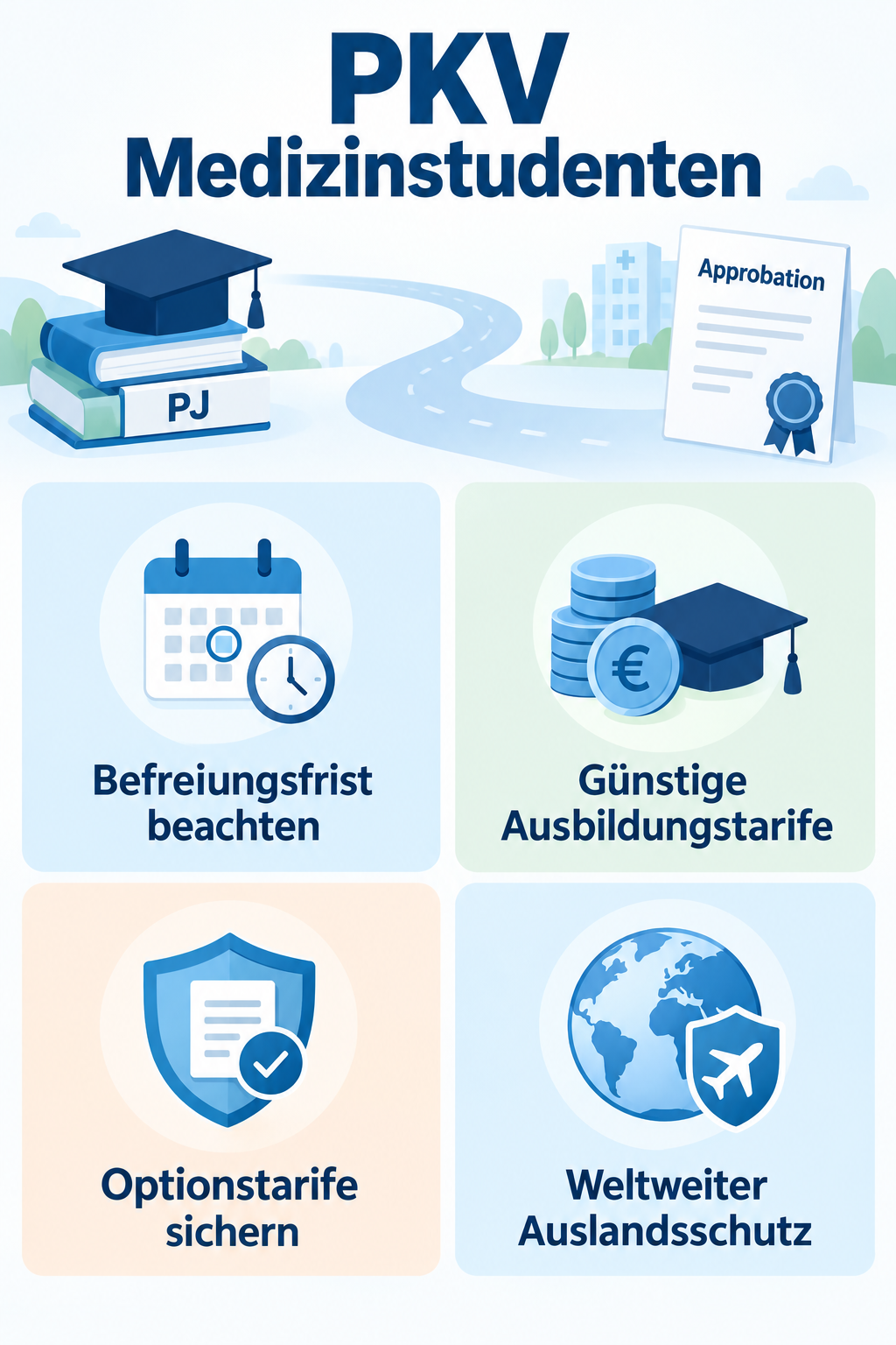 Infografik: PKV Medizinstudenten: Wegweiser vom PJ zur Approbation